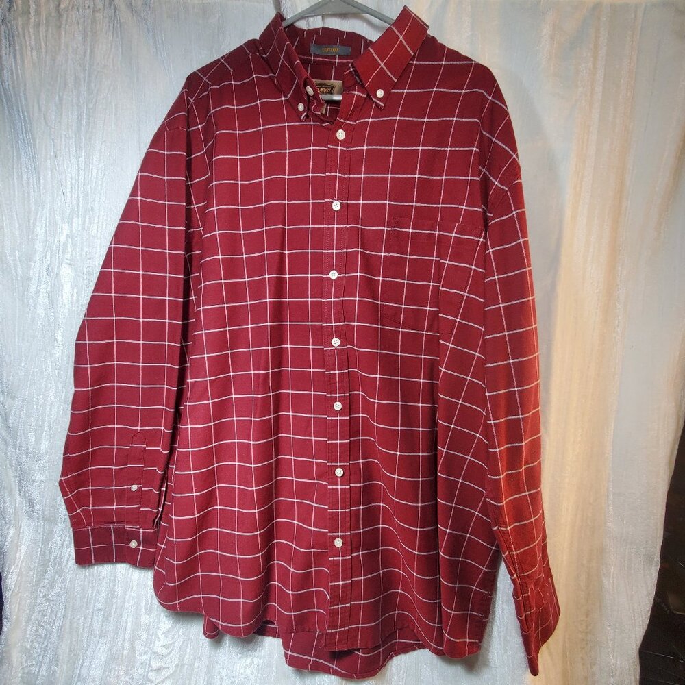 Foundry Shirt Adult 2XLT Red Plaid Comfort Classic Long Sleeve Casual Men